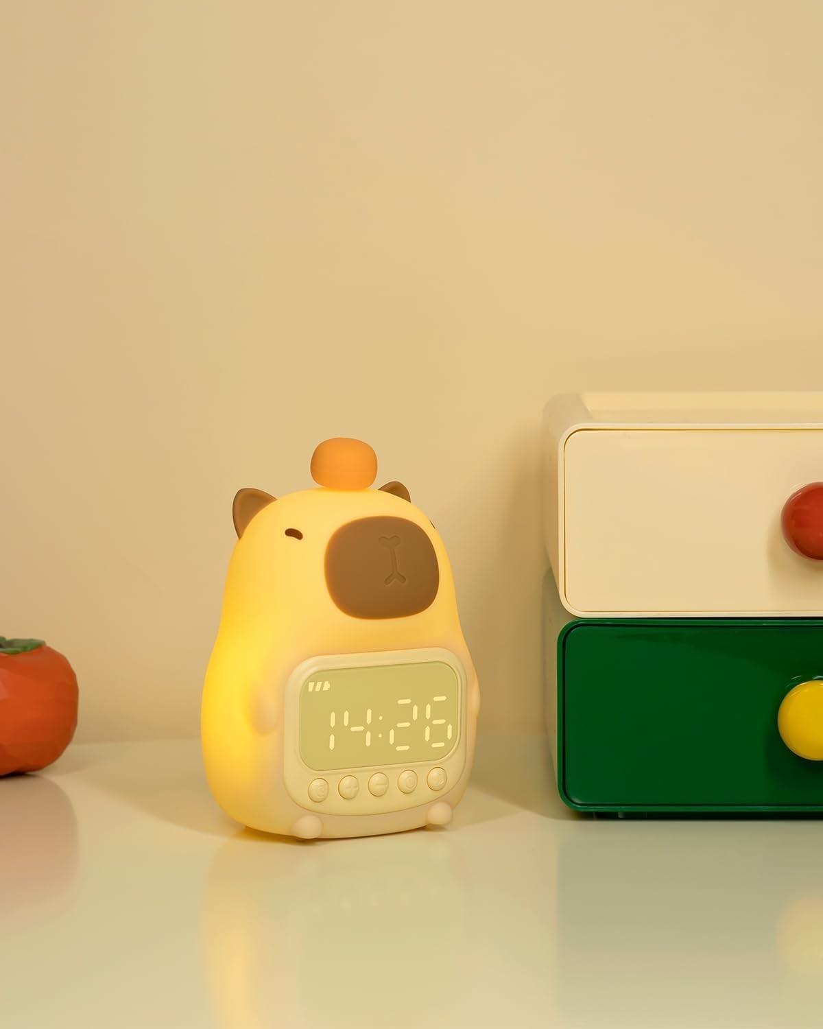 Cute Capybara Night Light Alarm Clock | Rechargeable Table Lamp for Kids & Teens