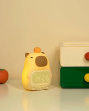 Cute Capybara Night Light Alarm Clock | Rechargeable Table Lamp for Kids & Teens
