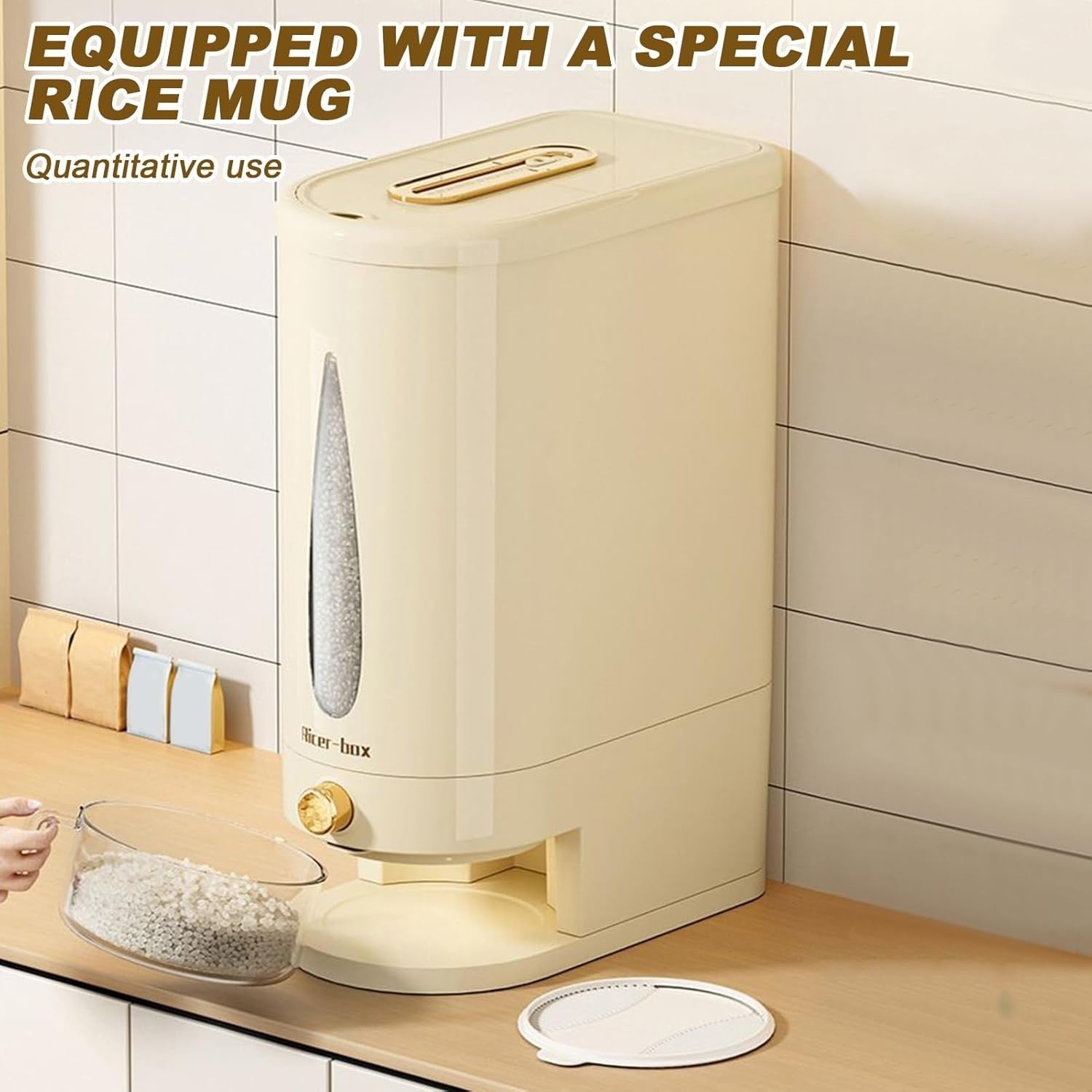 Airtight Rice Storage Container Food Dispenser Bucket Kitchen Grain Bin