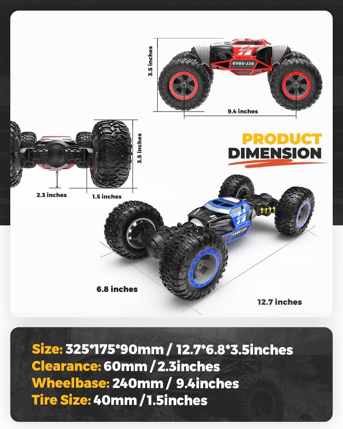 4WD Remote Control Car for Kids - High Speed, Crashproof, Dual Motors