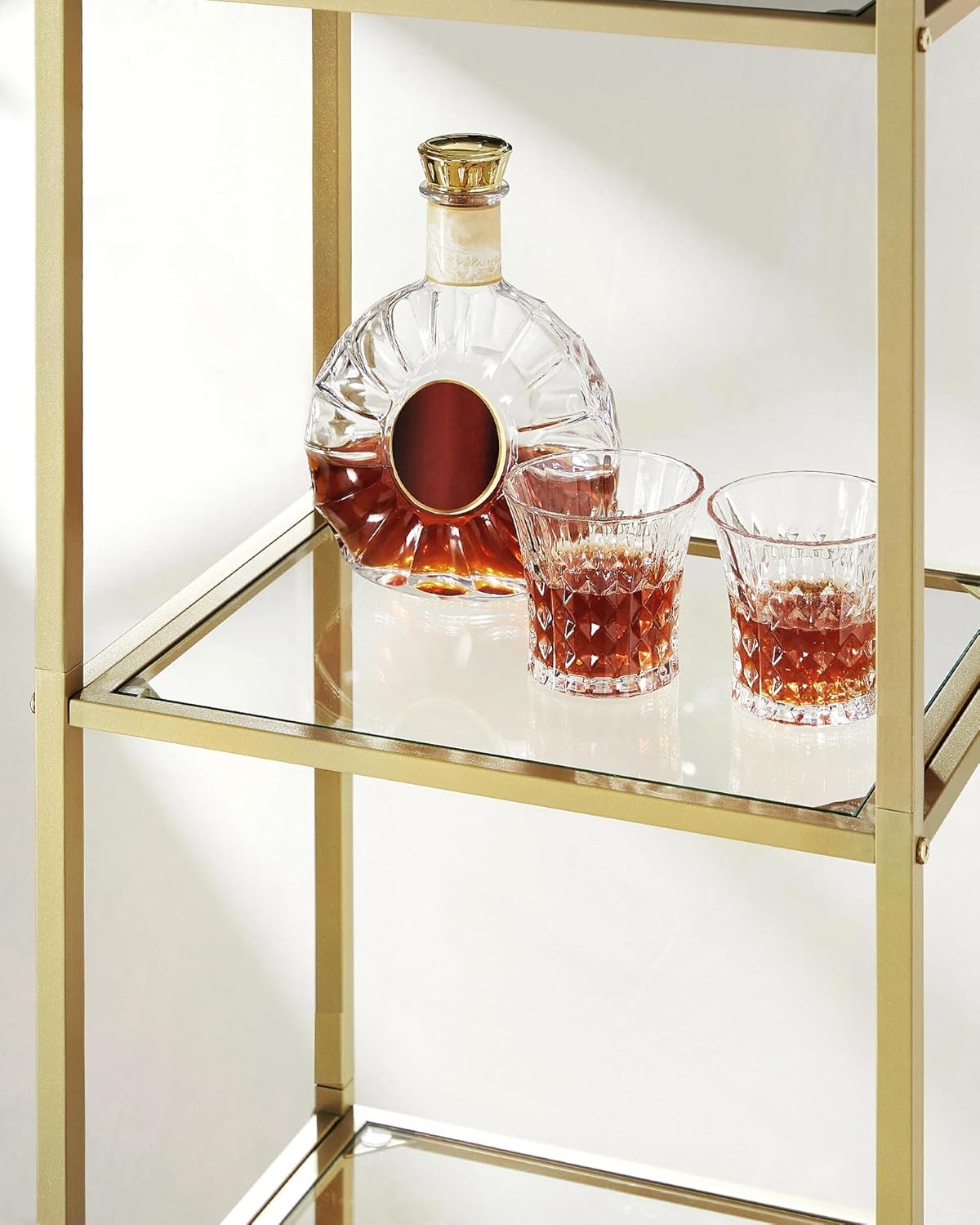 5-Tier Gold & Glass Shelving Unit Tall Arched Display Rack for Modern Homes