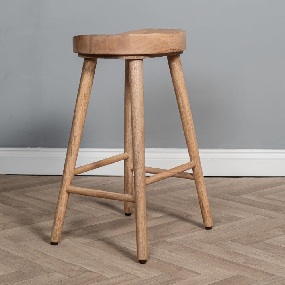 Solid Dark Oak Wooden Bar Stool Fully Assembled 70cm Kitchen Breakfast