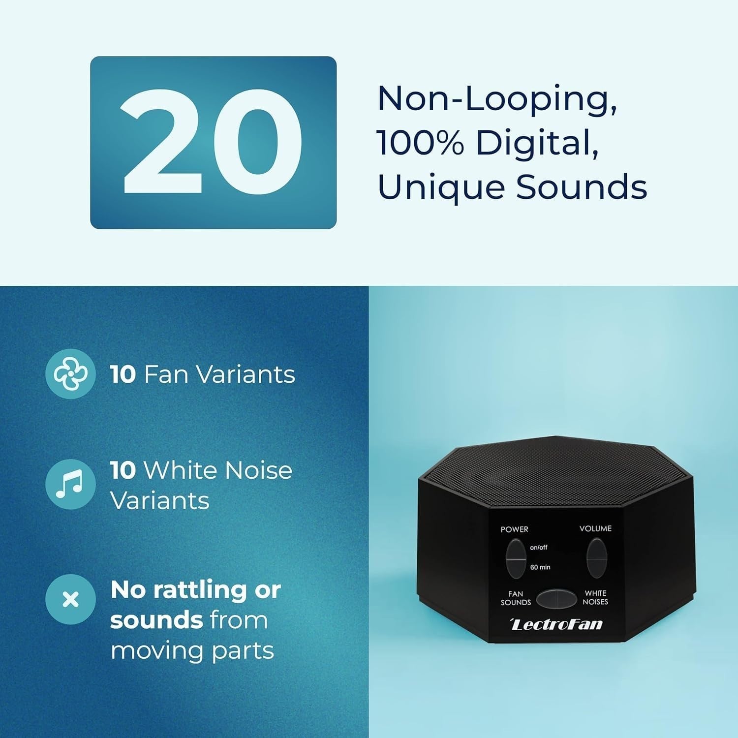 Black  Noise Machine & Fan Sounds for Sleep, Travel, and Sound Masking