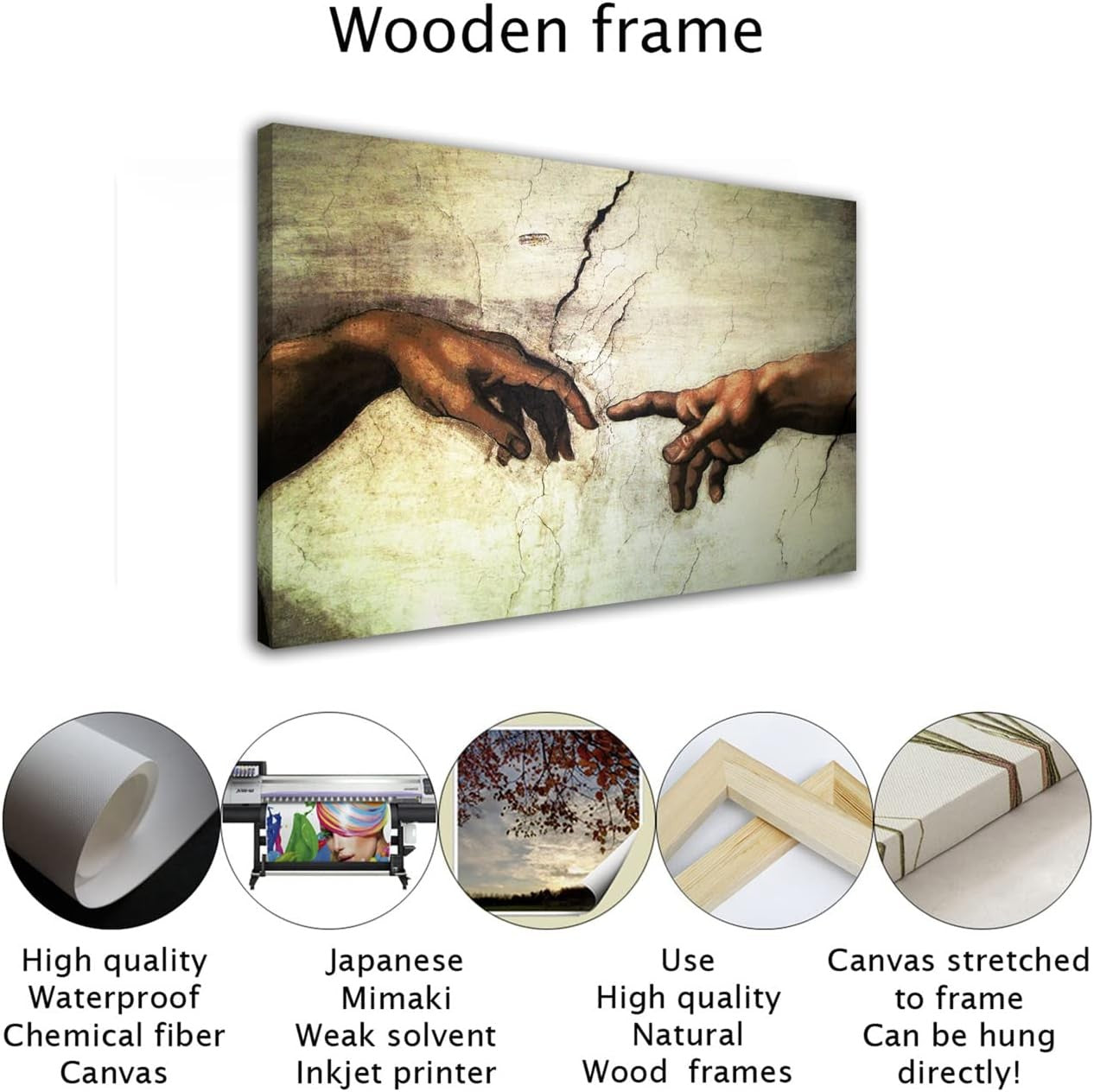 Creation of Adam Canvas Wall Art 40x60cm Framed