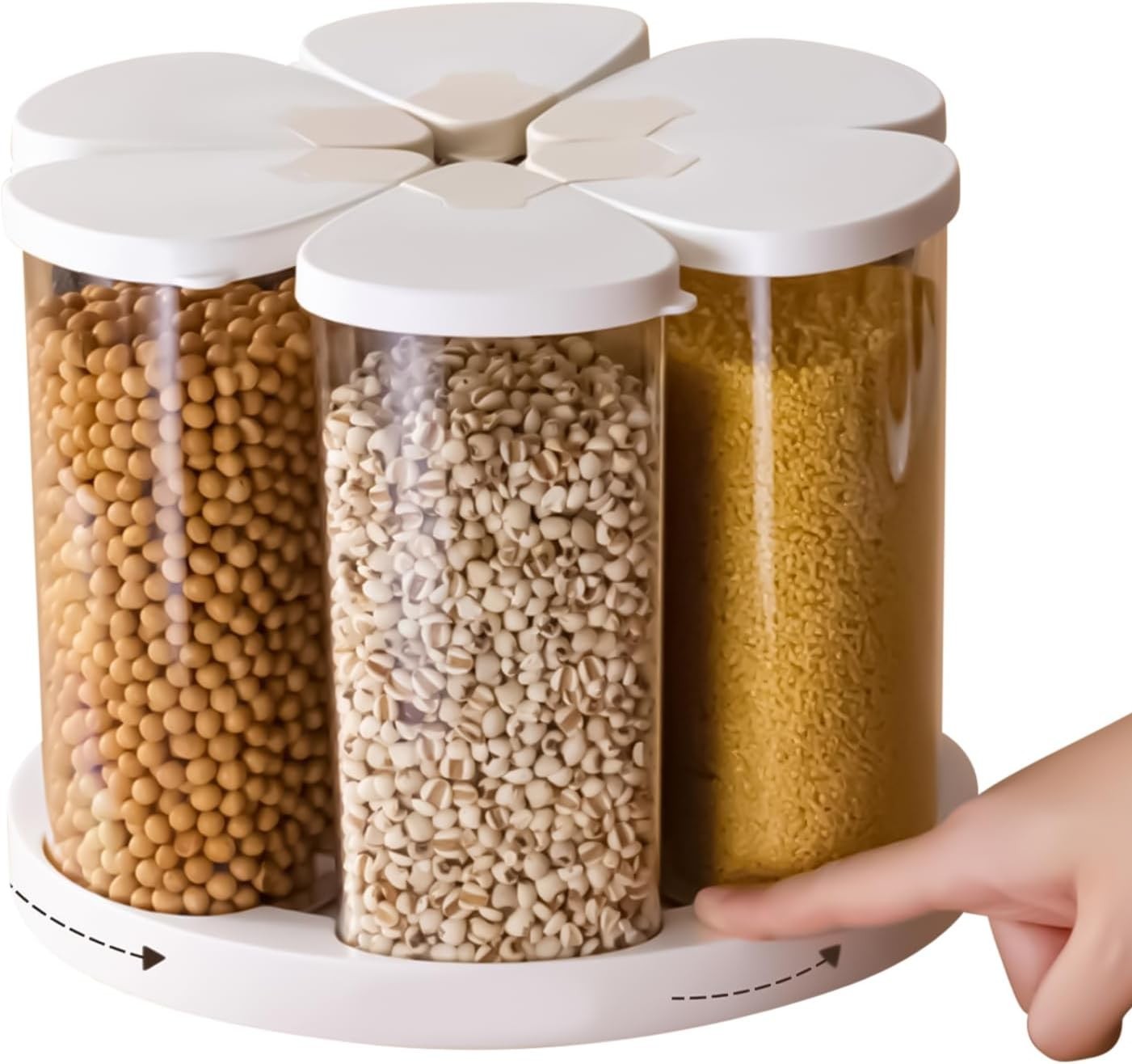 6 Grid 360° Rotating Grain Dispenser Airtight Storage