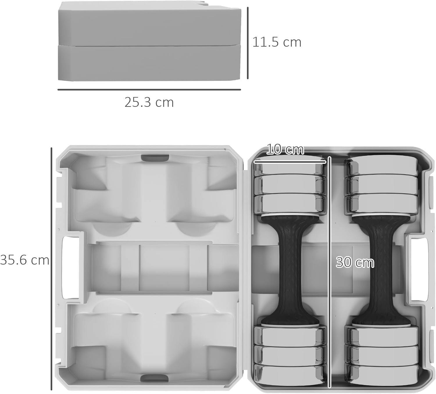 20kg Adjustable Dumbbells Pair Non Slip Weights with Storage Box Home Gym