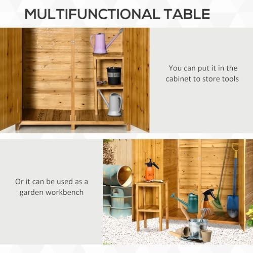 Small Vertical Wooden Garden Shed 140x75cm Lockable Tool Cabinet
