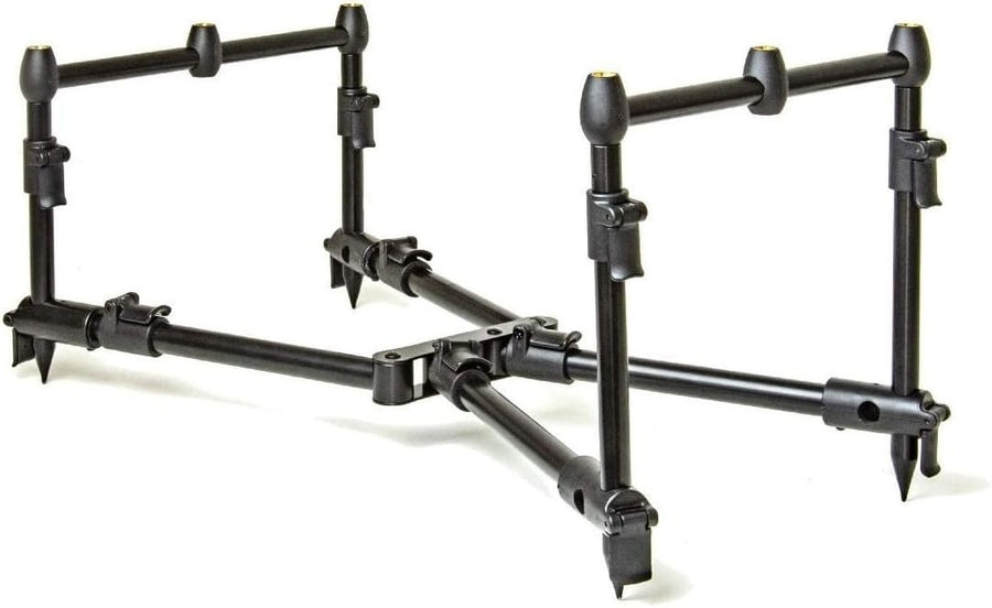 Ultra Compact Fishing Rod Pod Adjustable Carry Case Matt Black Setup