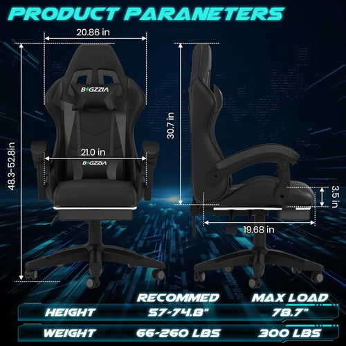 High Back Gaming Chair RGB LED Lights Reclining Computer Office Swivel Desk Seat