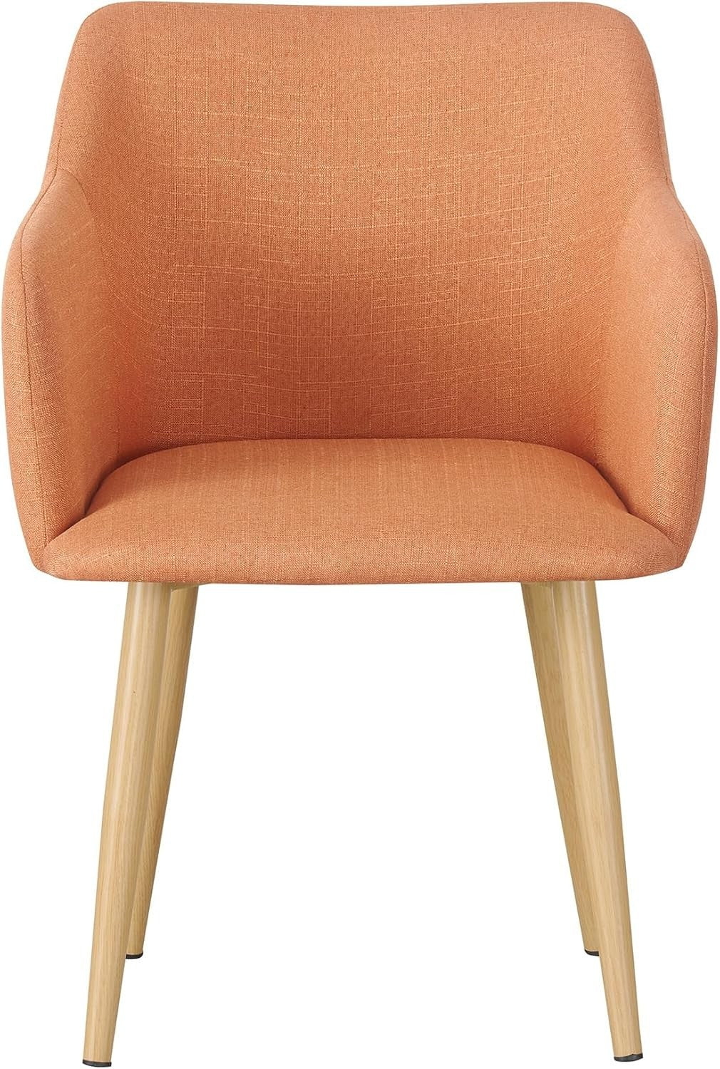 Orange Fabric Tub Chair Wing Back Armchair, Compact Bedroom Vanity Seat