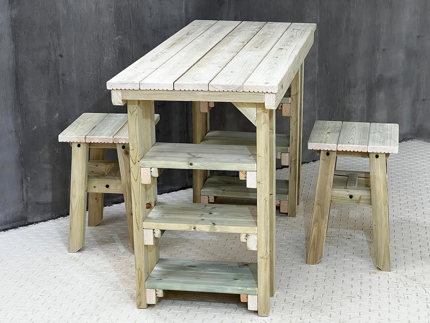 150cm Wooden Garden Potting Table with 2 Chairs – Multi-Purpose Outdoor Bench