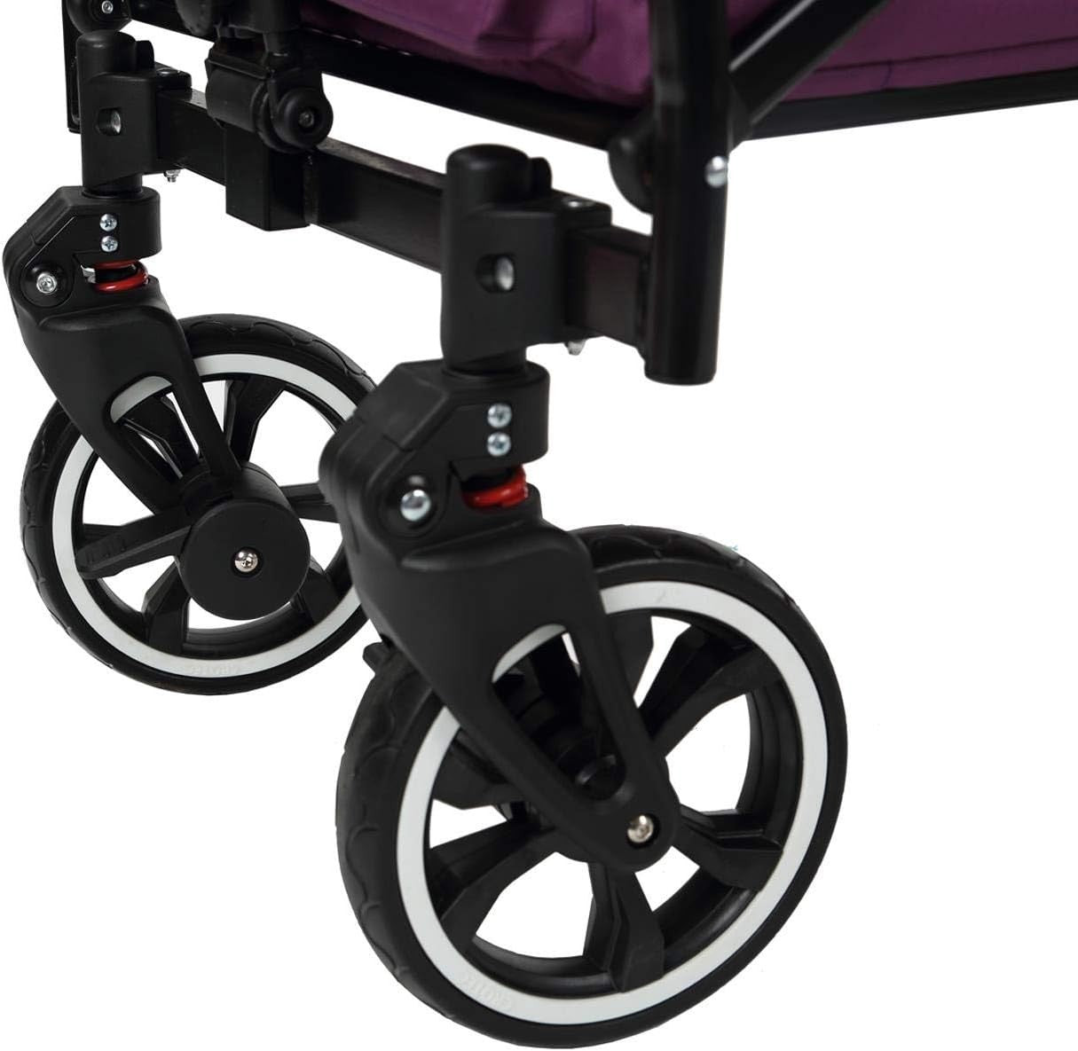 Purple Folding Stroller Wagon Kids Push Pull Cart w/ Canopy & Safety Harness
