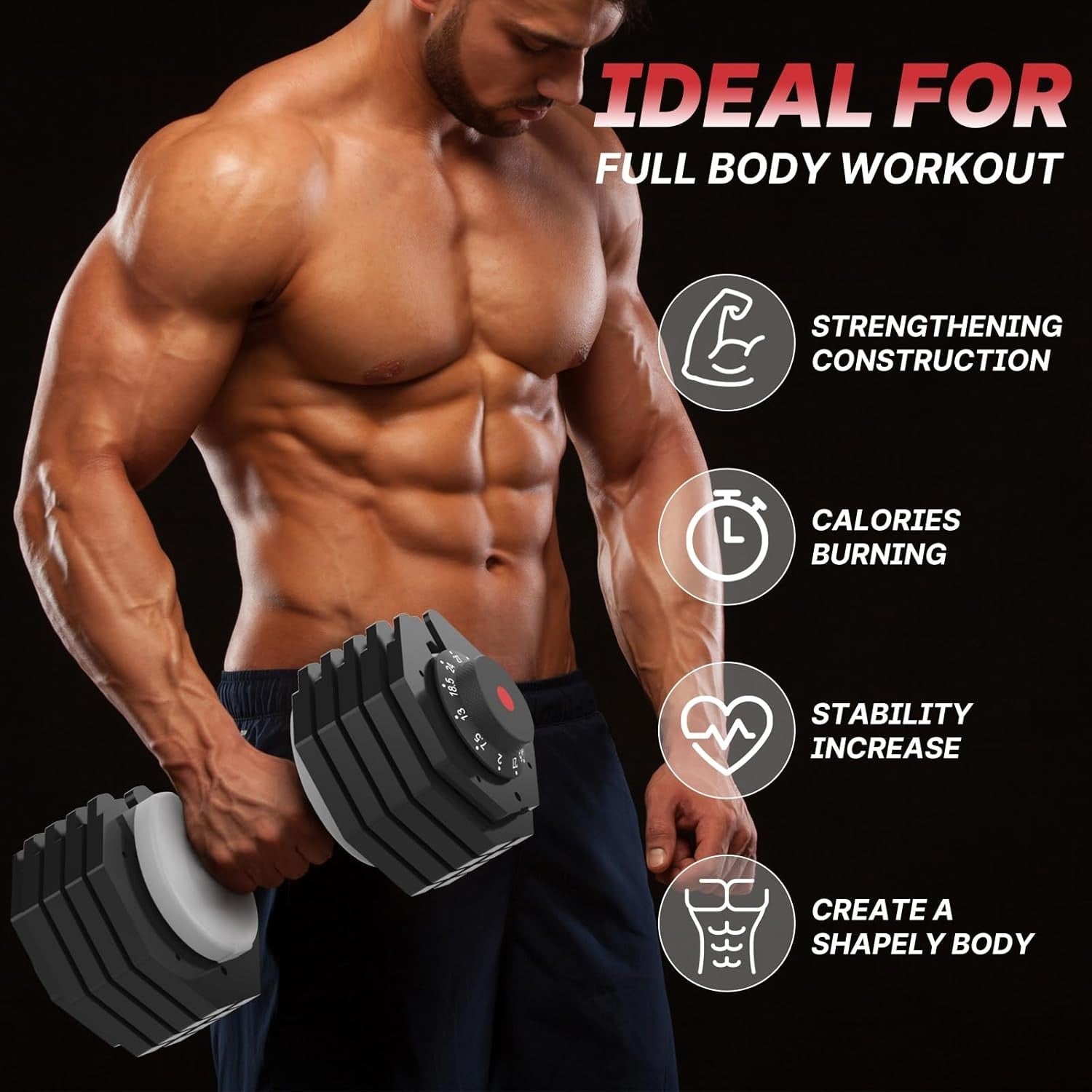 27kg Adjustable Dumbbell Single 10-in-1 One-Hand Dial Home Gym