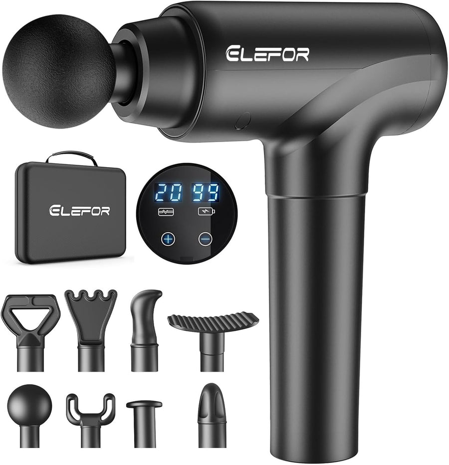 Deep Tissue Massage Gun Percussion Back Muscle Relief 20 Speeds 8 Heads LCD