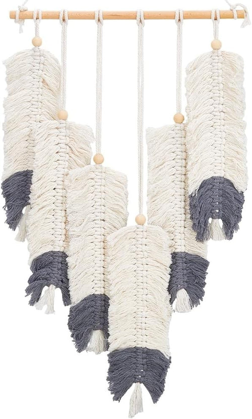 Macrame Feather Wall Hanging Boho Tapestry Rustic Home Decor