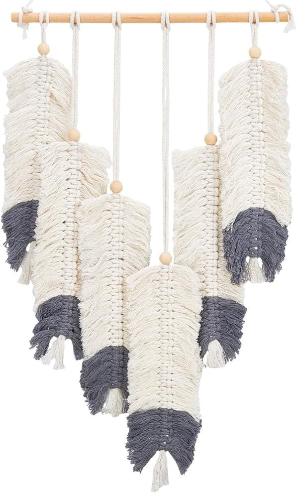 Macrame Feather Wall Hanging Boho Tapestry Rustic Home Decor