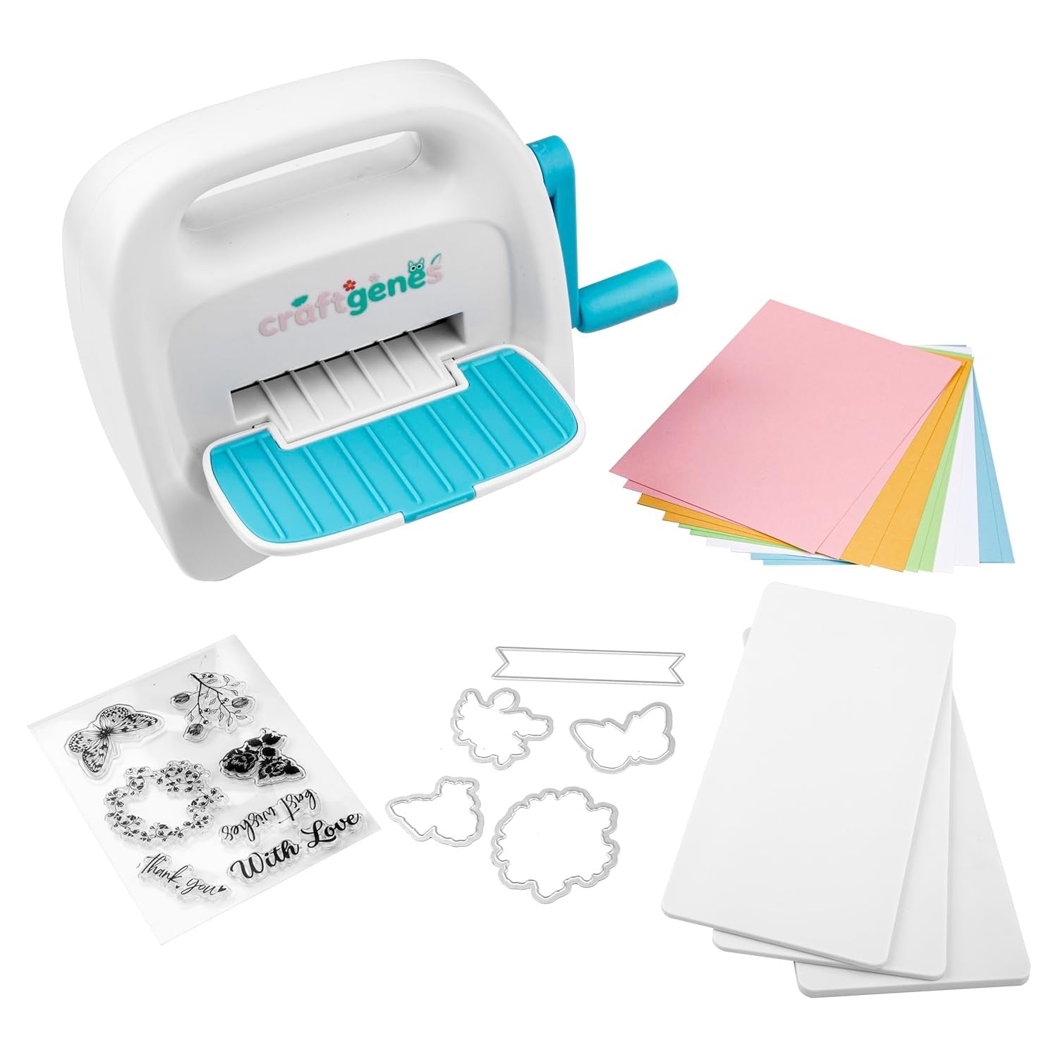 Mini Die Cutting & Embossing Machine Starter Kit 3.5in Craft Cutter Blue