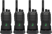 Rugged Walkie Talkies IP54 USB-C Hidden Screen Long Range 4 Pack