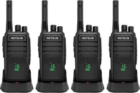 Rugged Walkie Talkies IP54 USB-C Hidden Screen Long Range 4 Pack