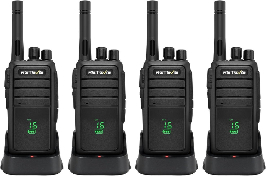 Rugged Walkie Talkies IP54 USB-C Hidden Screen Long Range 4 Pack