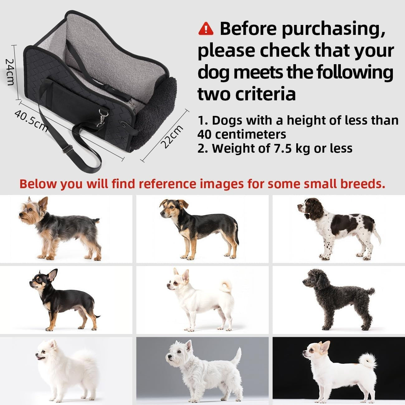 Centre Console Dog Booster Seat Pet Car Carrier Waterproof 6kg Black