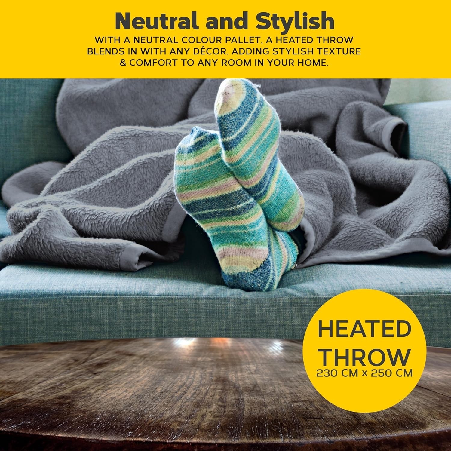 King Size Electric Heated Throw Dual Control 230x250cm Timer Washable