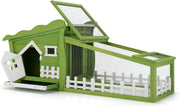 Wooden Rabbit Hutch with Run Outdoor Cage Slide Tray Lockable Door