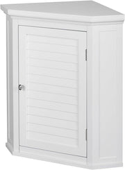 Corner Wall Bathroom Cabinet with Removable Shelf, Durable White Wood