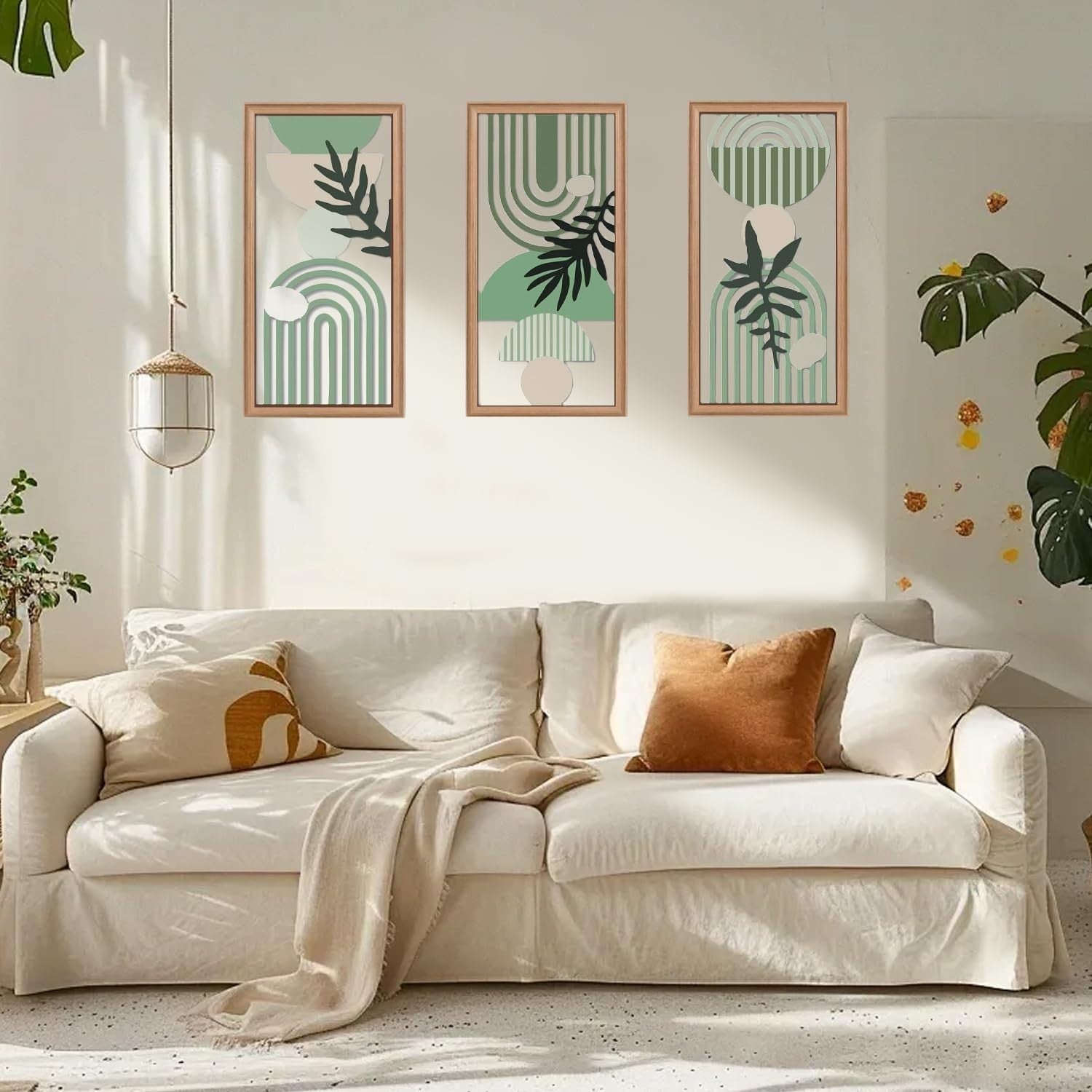 3PCS Boho Wooden Wall Art Decor Set Living Room Hallway