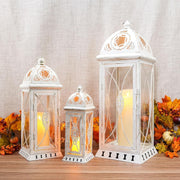 Beige Gold Lantern Set of 3 Vintage Metal Candle Holders