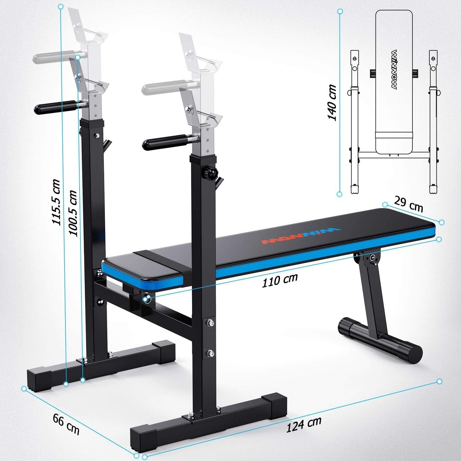 Foldable Adjustable Weight Bench with Dip Station Multiuse Home Gym