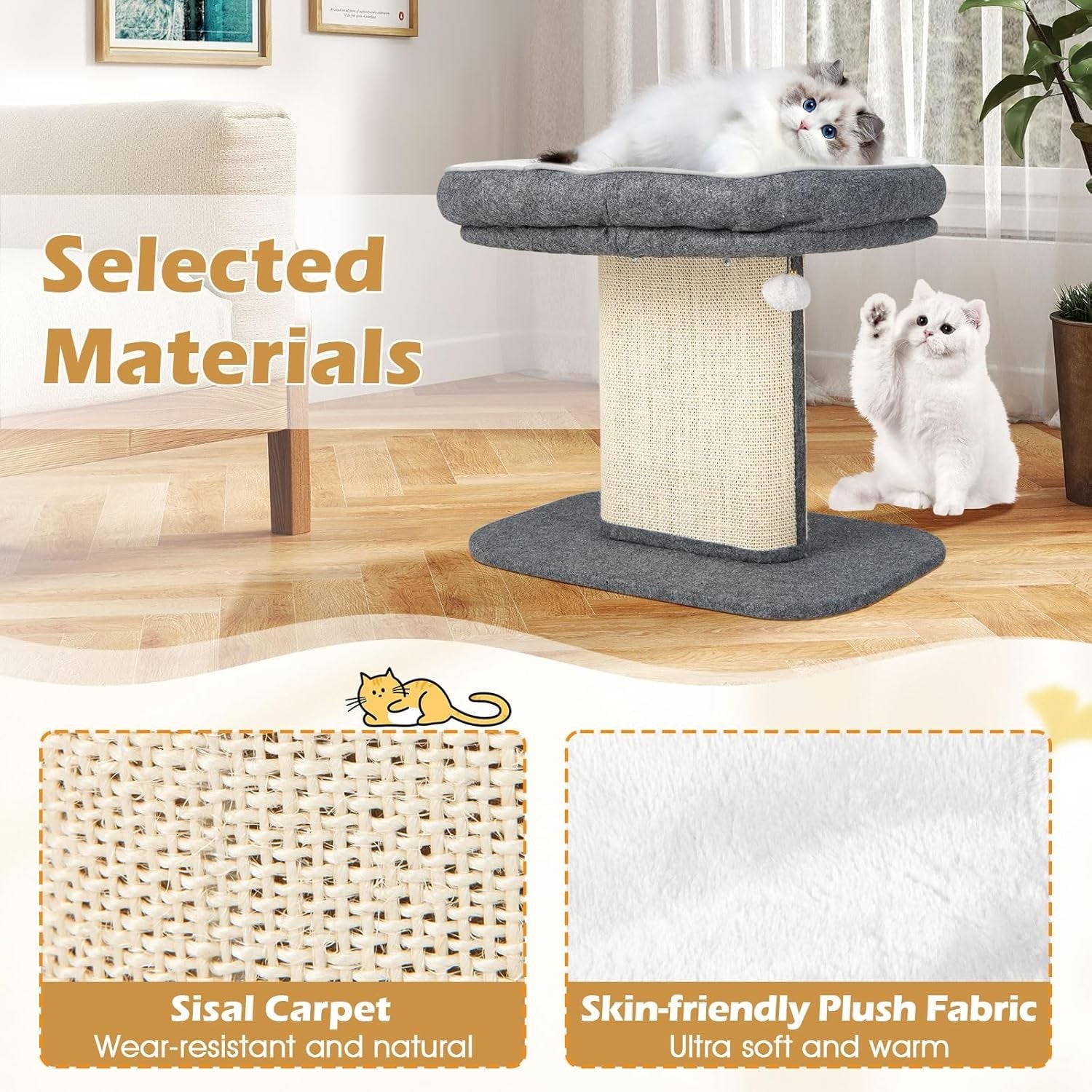 Cat Tree for Kittens Plush Perch Scratching Post Indoor Activity Tower