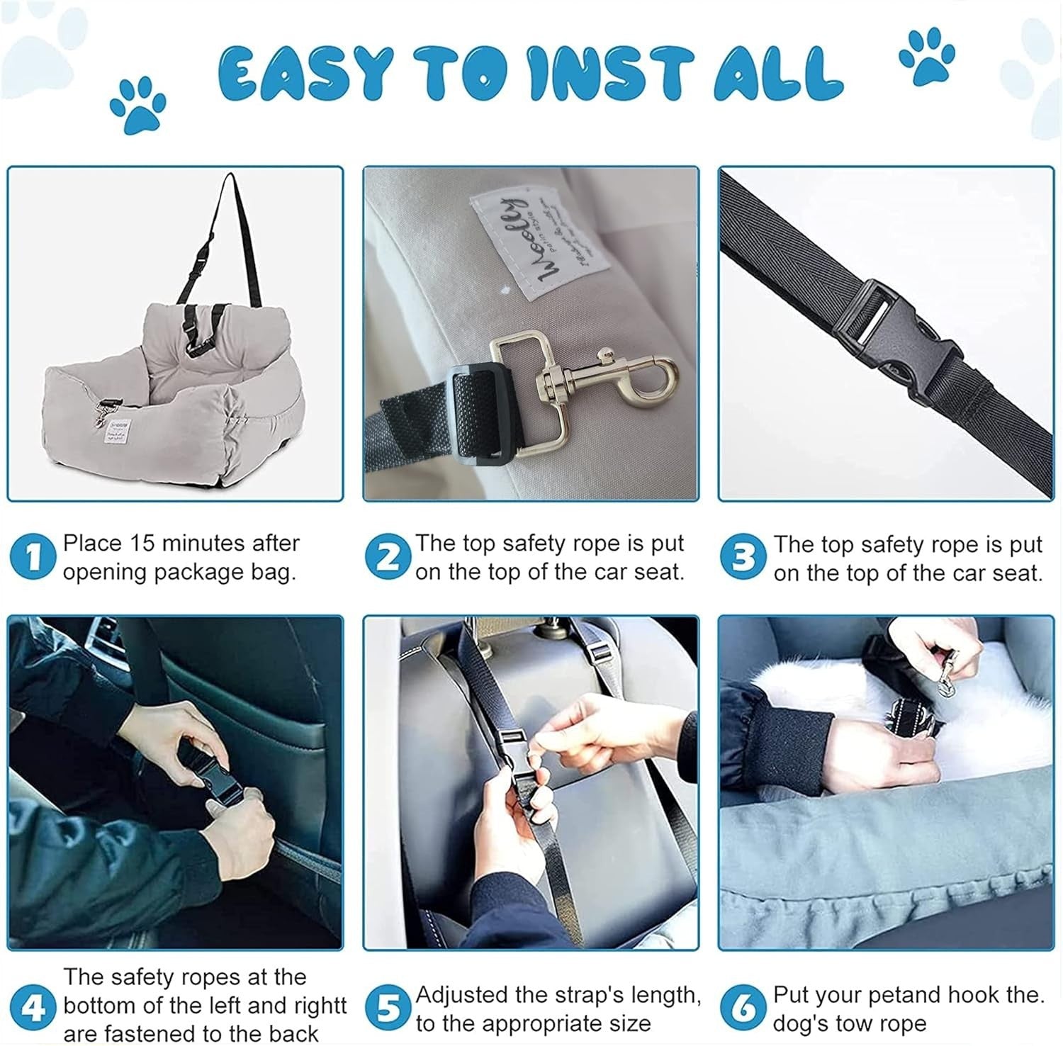 Dog Booster Car Seat Pet Travel Bed Washable Safety Seat Small Medium