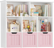 Kids Toy Storage Cabinet with Shelves & Drawers Nursery Playroom Organizer Pink
