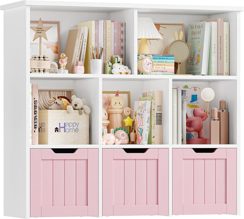 Kids Toy Storage Cabinet with Shelves & Drawers Nursery Playroom Organizer Pink