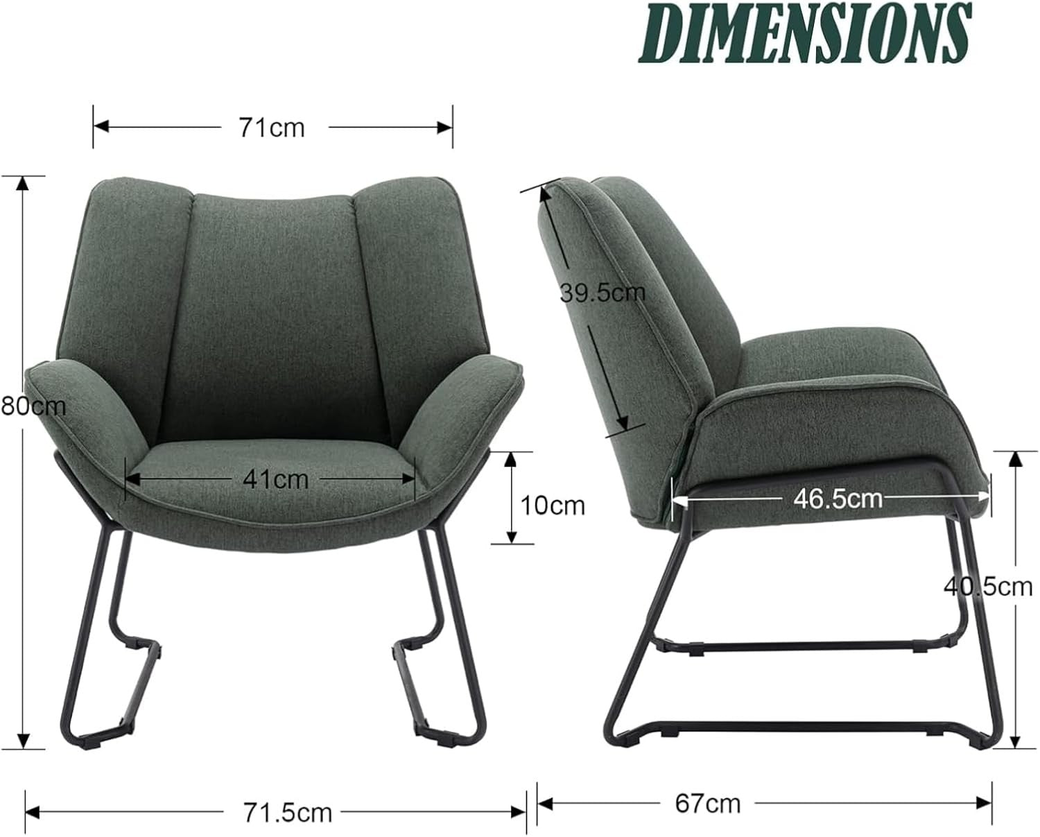 Green Linen Accent Tub Chair Metal Legs Modern Armchair