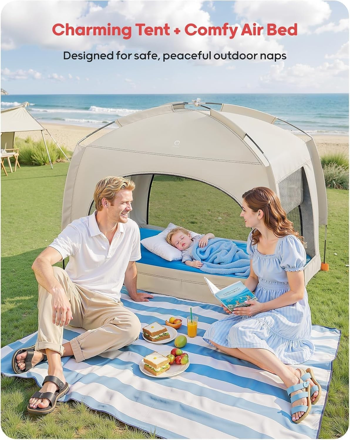 Toddler Inflatable Travel Bed with Tent Kids Air Mattress Camping Ages 3+