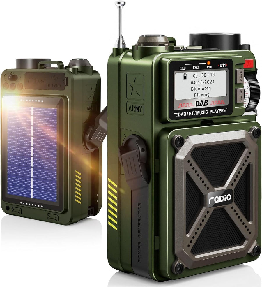 Portable DAB/FM Radio Bluetooth 5.3 Solar 4000mAh SOS USB