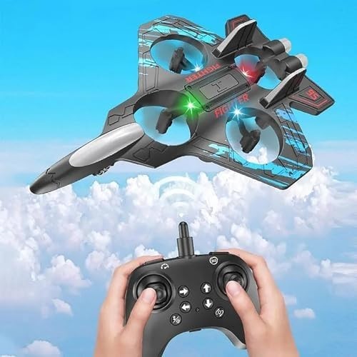 Foam RC Fighter Jet Drone w/ LED Lights 360° Flip Remote Control Plane Toy