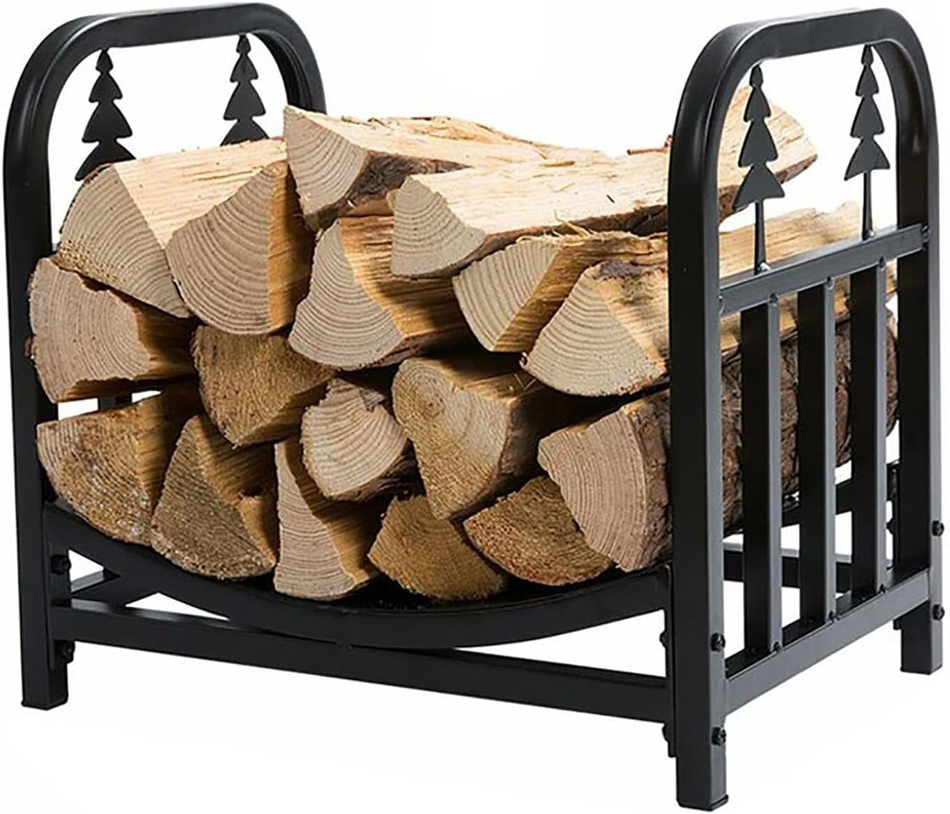 Outdoor Fireplace Firewood Rack | Wrought Iron Log Holder 40cm Tall