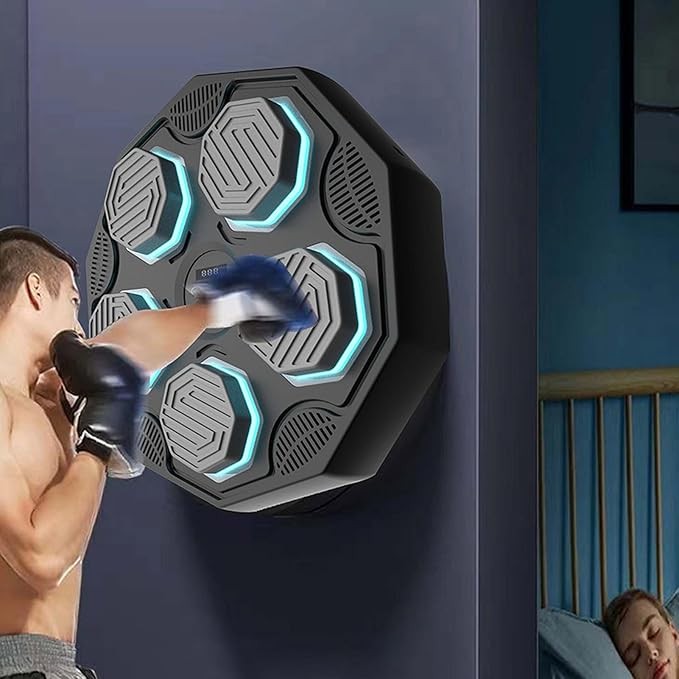 Music Boxing Machine Wall Mount Bluetooth LED Punch Trainer Home Gym Fitness