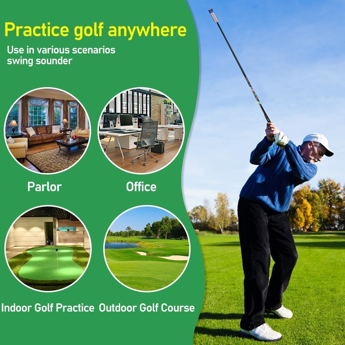 Golf Swing Trainer Speed Stick Adjustable Weights Tempo Aid