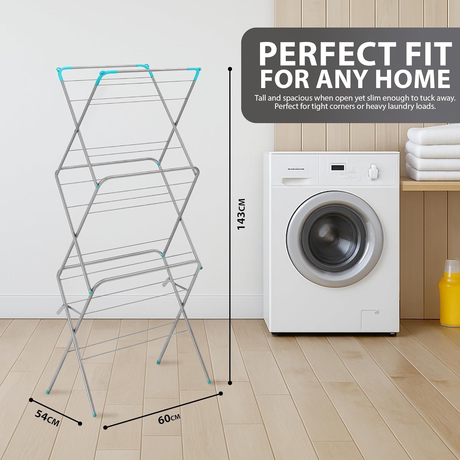 3 Tier Clothes Airer Foldable Drying Rack Steel Laundry Clothes Horse Indoor
