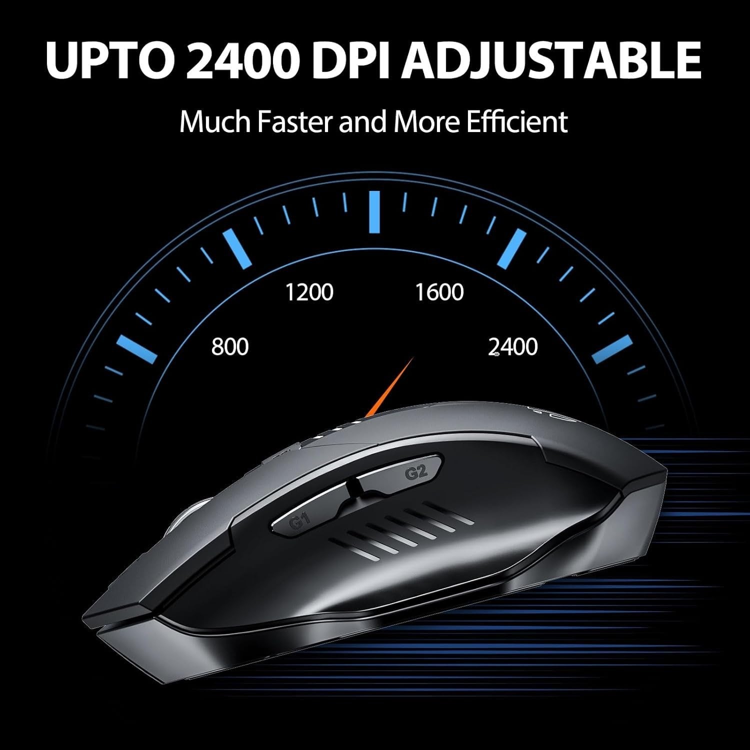 Rechargeable Wireless Mouse Silent Click 2400DPI USB Ergonomic Black