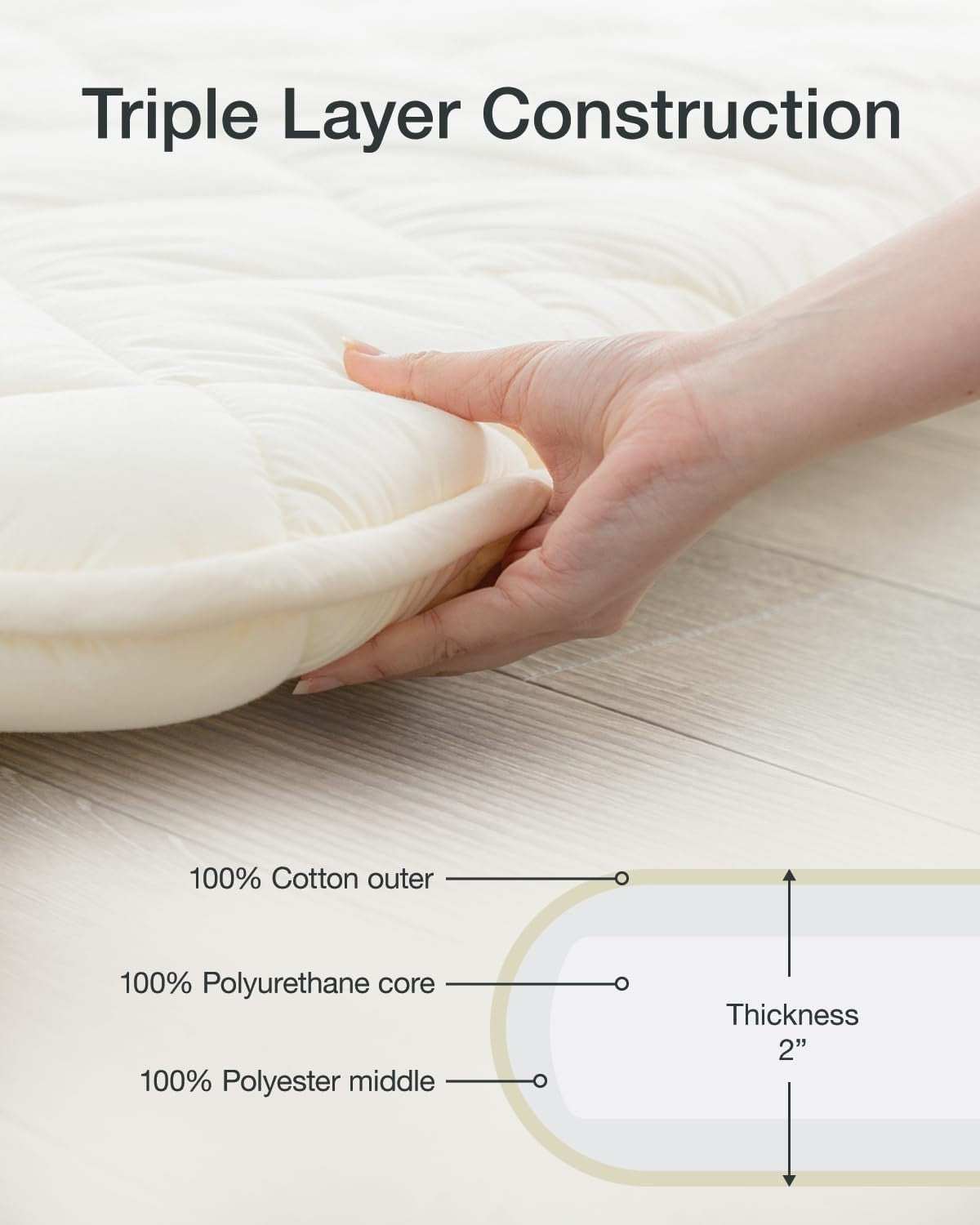 Full XL Foldable Japanese Futon Mattress | Portable Floor Lounger Bed