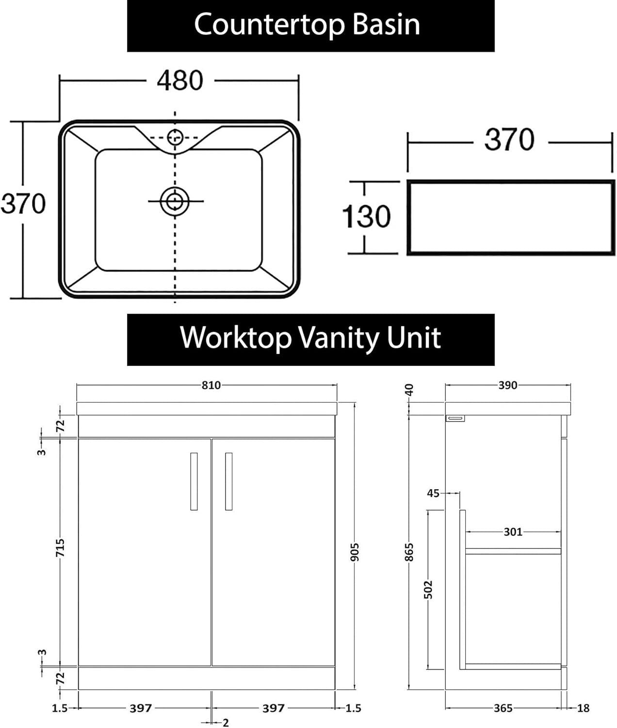 800mm Grey Gloss Floor Standing Vanity Unit with Basin 2 Door Sink Cabinet