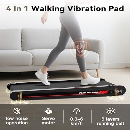 4-in-1 Vibration Walking Pad Under Desk Treadmill 0.3-6KM/H Portable