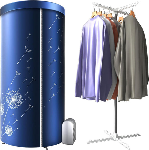 Portable Electric Heated Clothes Airer 1000W With Cover Indoor Travel Dryer