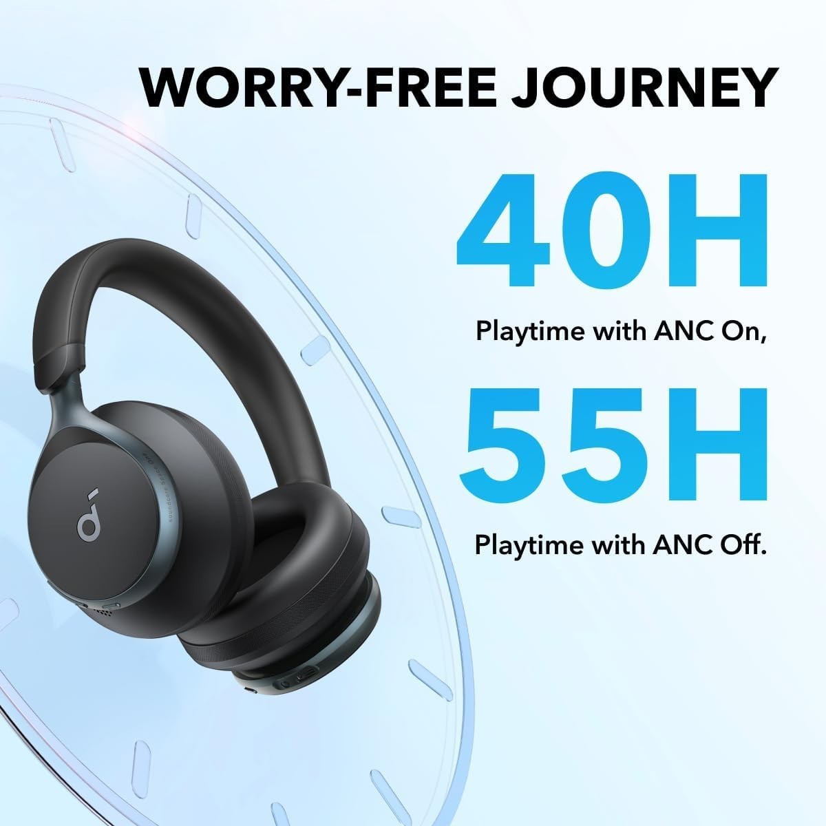 Wireless ANC Headphones Over-Ear, 40H Playtime, Hi-Res Audio, App Control