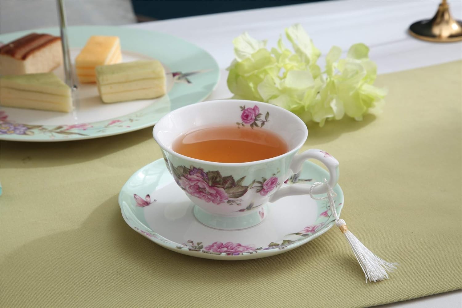 Vintage Tea Cup Saucer Dessert Plate Set Floral Porcelain Gift Box
